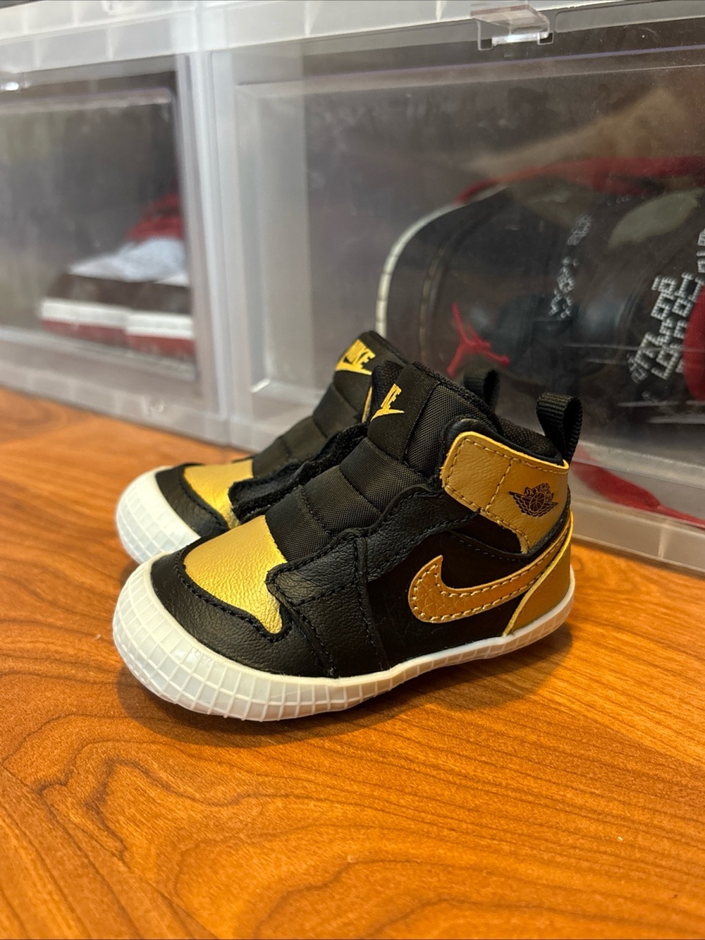 Air Jordan 1 Retro OG Crib Bootie Black Gold AT3745-071 Baby Shoes Sz 3C NWOB